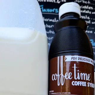 Local dairy and coffee syrup